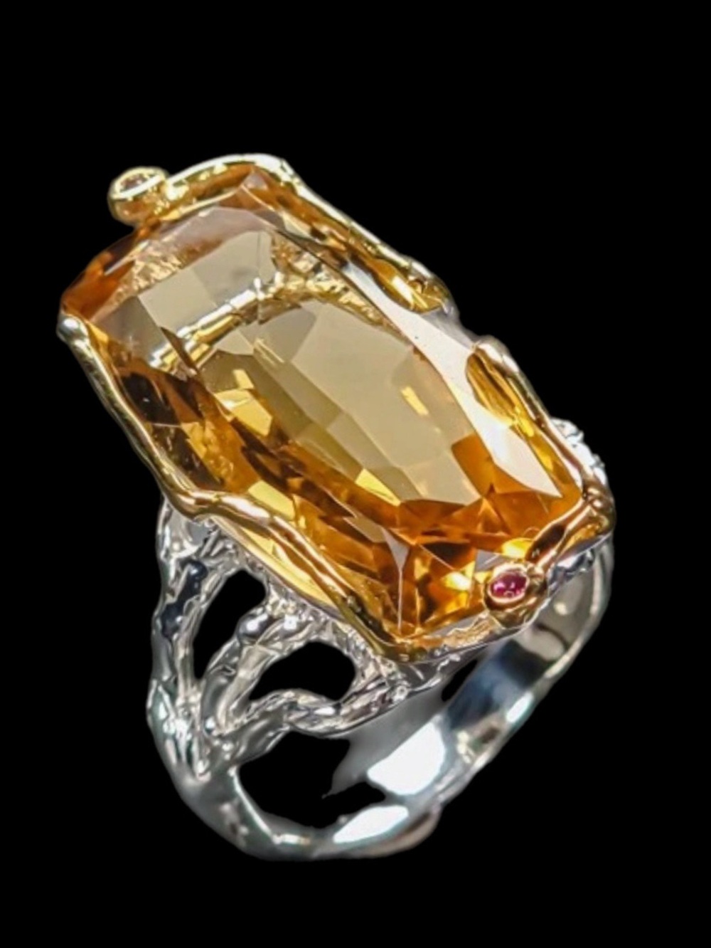 Artistic, One Of A Kind 30 CT Genuine Citrine Ring